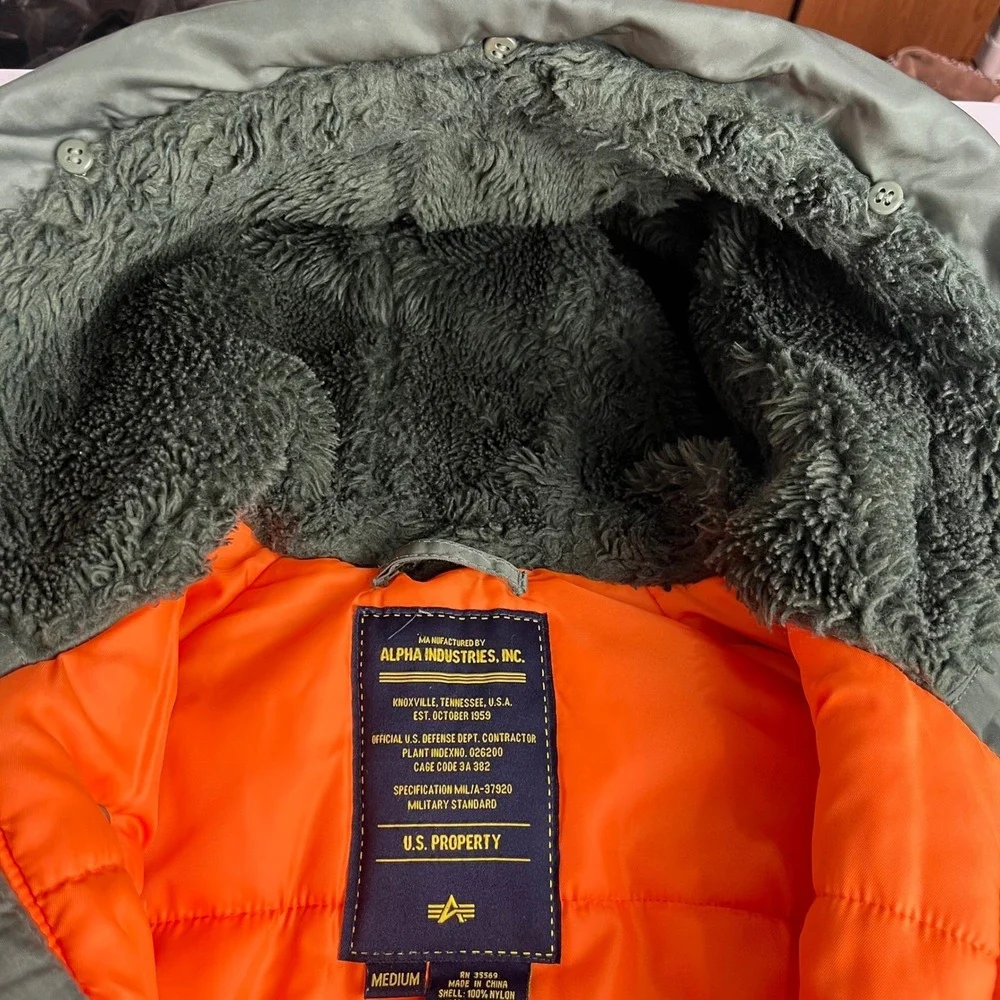 VTG Alpha‎ Industries N-3B Parka Jacket Mens Med Extreme Cold Weather Military